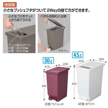 ユニード プッシュ＆ペダル 30L(テラモト DS-453-030) (樹脂製 ゴミ箱)