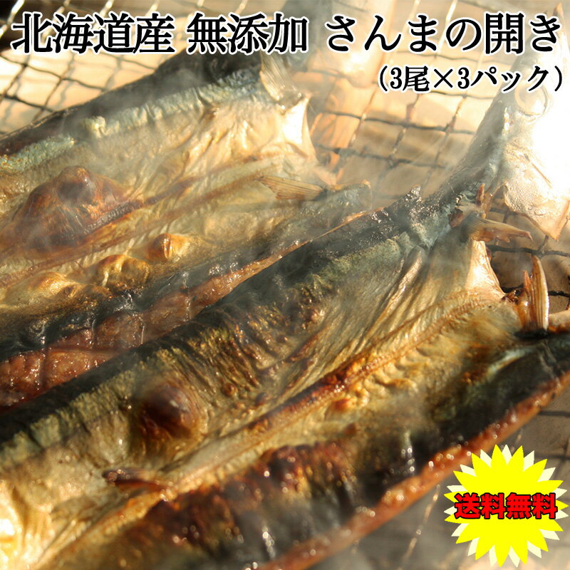 さんま さんまの開き お試し 送料無料 3枚入×3セット お取り寄せ グルメ 北海道産 さんまの開き 9枚セ..