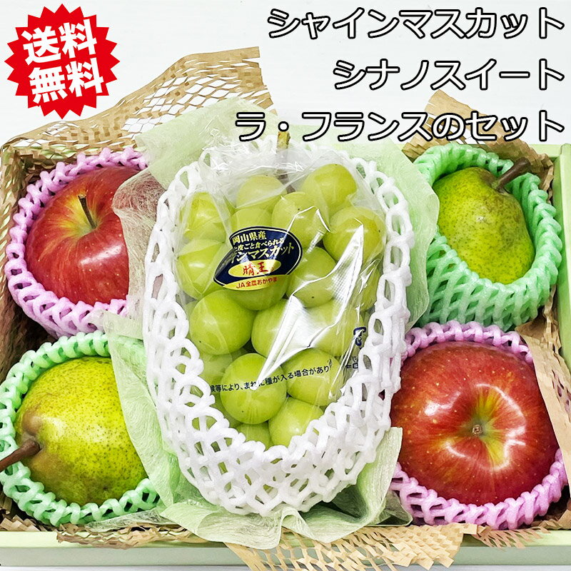 りんご 梨 ぶどう セット 長野 秋田 青森県産 シナノスイート と 山形 長野県産 ラフランス と 山梨 岡山 長野県産 シャインマスカット の セット 洋な...