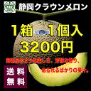 【送料無料】高級ブランド 静岡県 クラウン メロン【白クラス】 1箱 1個入り　約1.2kg　3200円(税込)　※沖縄県離島へは別途送料必要【RCP】【楽ギフ_包装】【楽ギフ_のし宛書】【楽ギフ_メッセ入力】