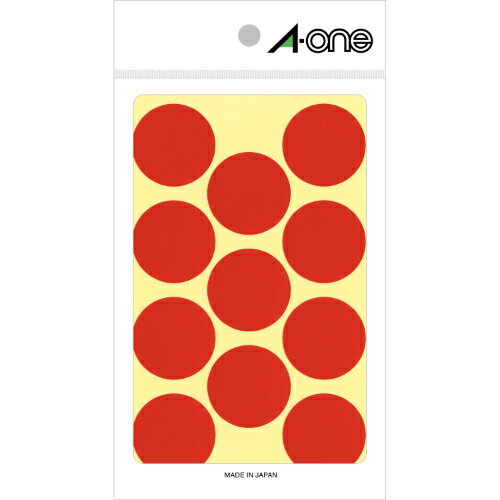 エーワン カラーラベル30mm丸 赤 07231
