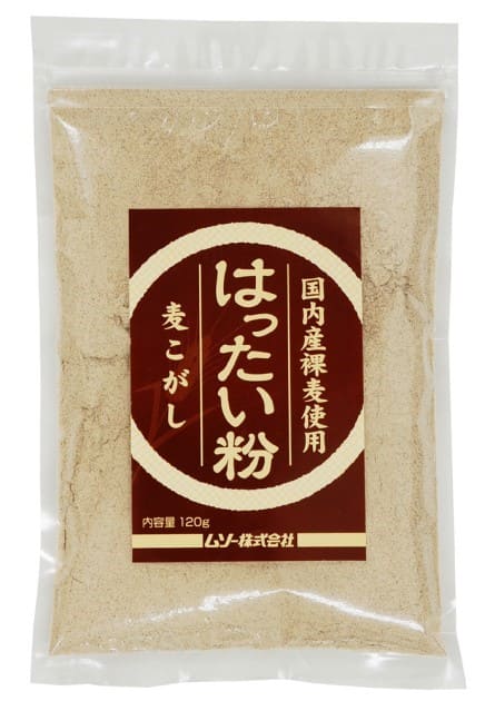 【訳あり】賞味期限26年1月2日 ムソー 国内産裸麦使用・はったい粉 120g
