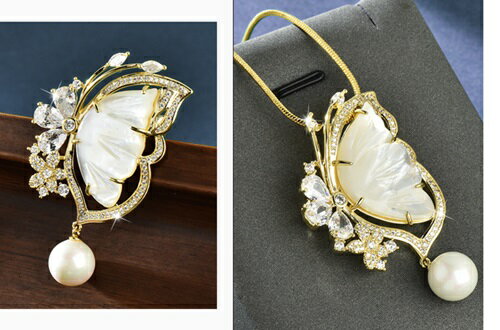 樂天商城 - ネックレス ブローチ レディース 蝶 蝶々 アクセサリー プレゼント 人気 シルバー ピンクゴールド シンプル おしゃれ 送料無料