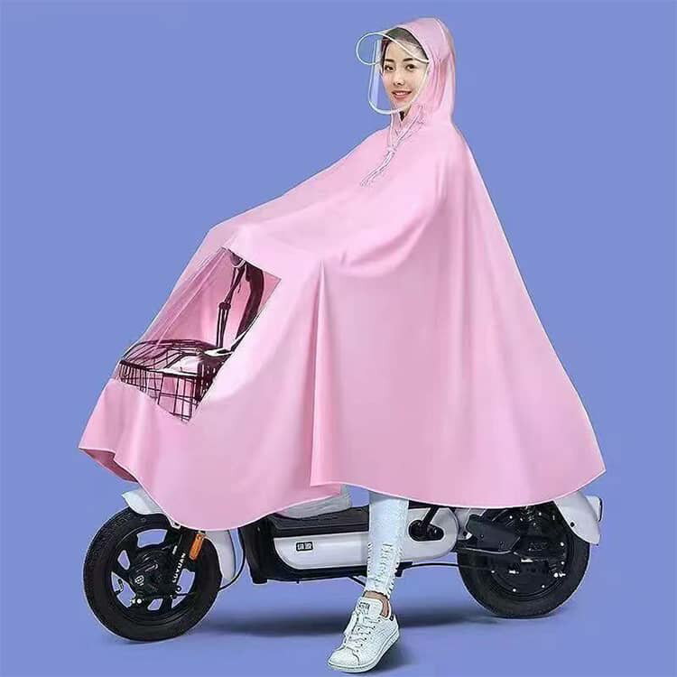 レインポンチョ 自転車 レディース レインコート レインウエア カッパ ポンチョ カゴまで 雨具 ダブルバイザー 二重ツバ おしゃれ ロング丈 学生 ママ 通勤 通学 リュック 男女兼用 送料無料 2