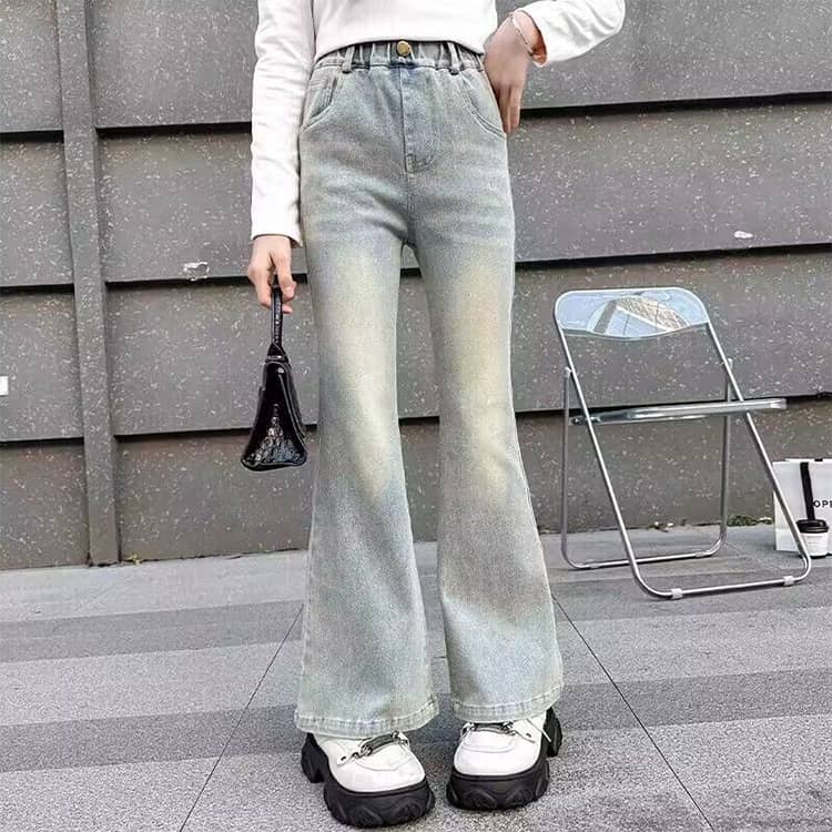 フレアパンツ デニム 子供 ジーンズ ロングパンツ キッズ 春服 秋服 ブーツカット ジュニア 女の子 ズボン 子供服 ウェストゴム 春夏 デニムパンツ 韓国ファッション ダンス 衣装 Jeans おしゃれ ジーパン 小学生 中学生 送料無料 120 130 140 150 160 170 3