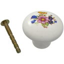 ハイロジック 17868 ホワイト 花柄 ツマミ 105WF 34mm 1個入 ツマミ 家具 裏ビス止め HILOGIK