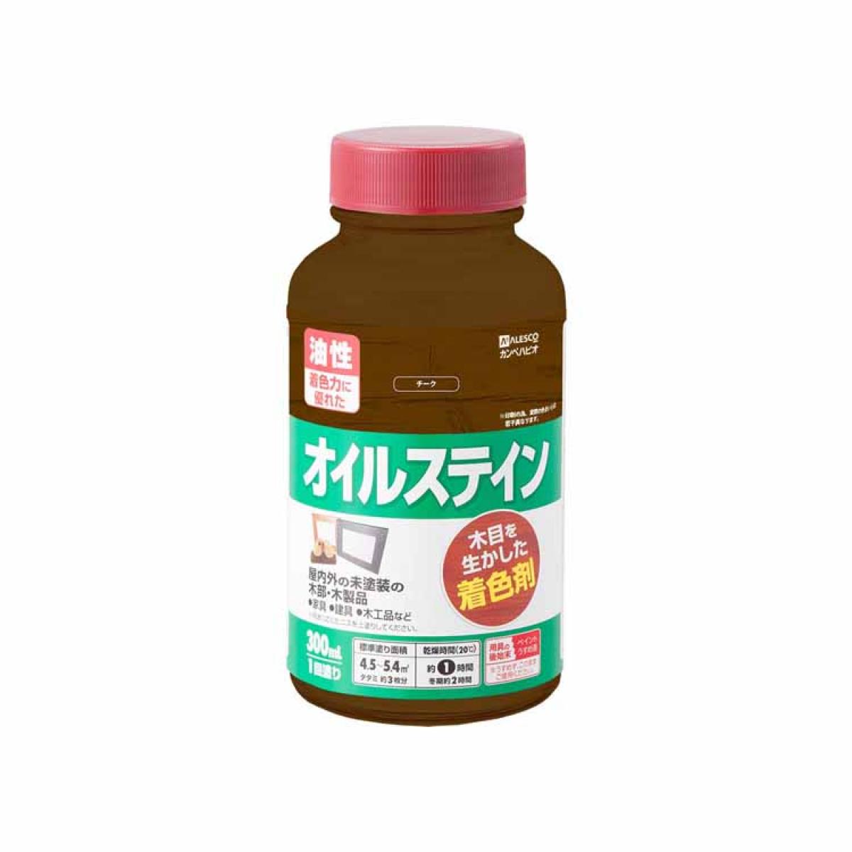 カンペハピオ(Kanpe Hapio) オイルステインA チーク 300ml　木目を生かした着色剤 油性 屋内外 木部用　