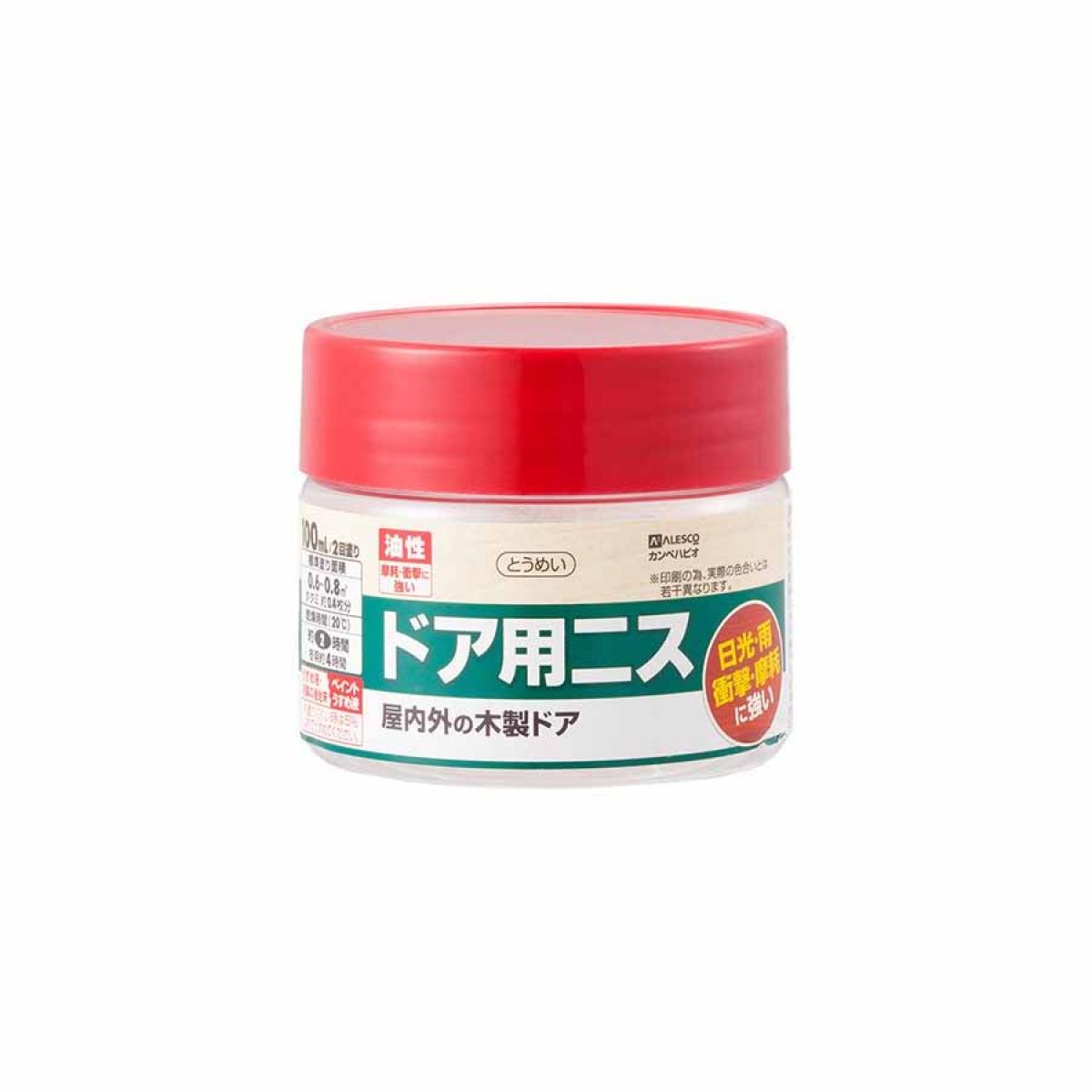 カンペハピオ(Kanpe Hapio) 油性ドア用ニス 100ml とうめい　木部用 窓枠 高耐久ウレタン樹脂塗料 日光・雨・衝撃・摩耗に強い