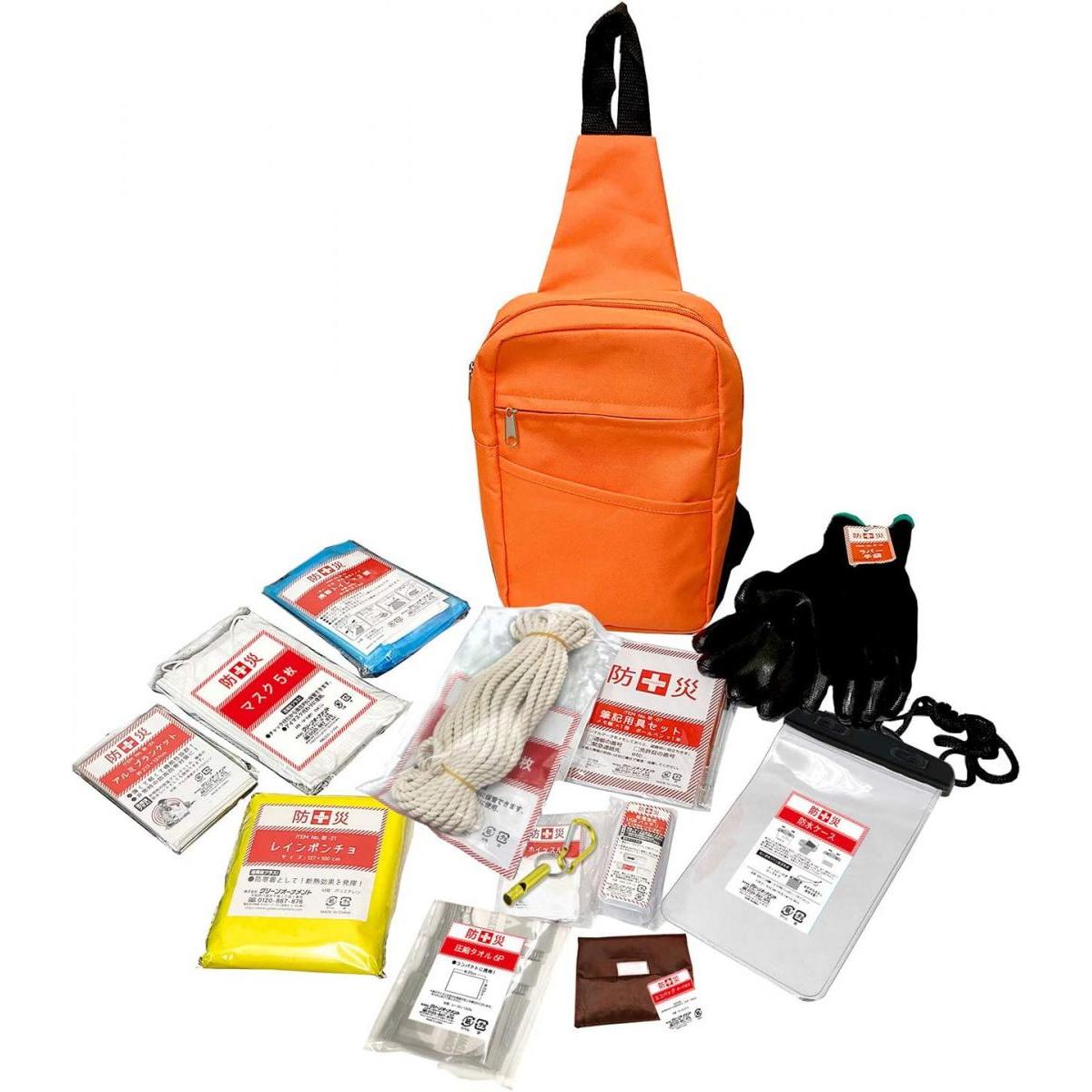 山善(YAMAZEN) 防災バッグ 13点セット ボディバッグタイプ YBD-13　1人用 防災リュック 非常用持ち出し..