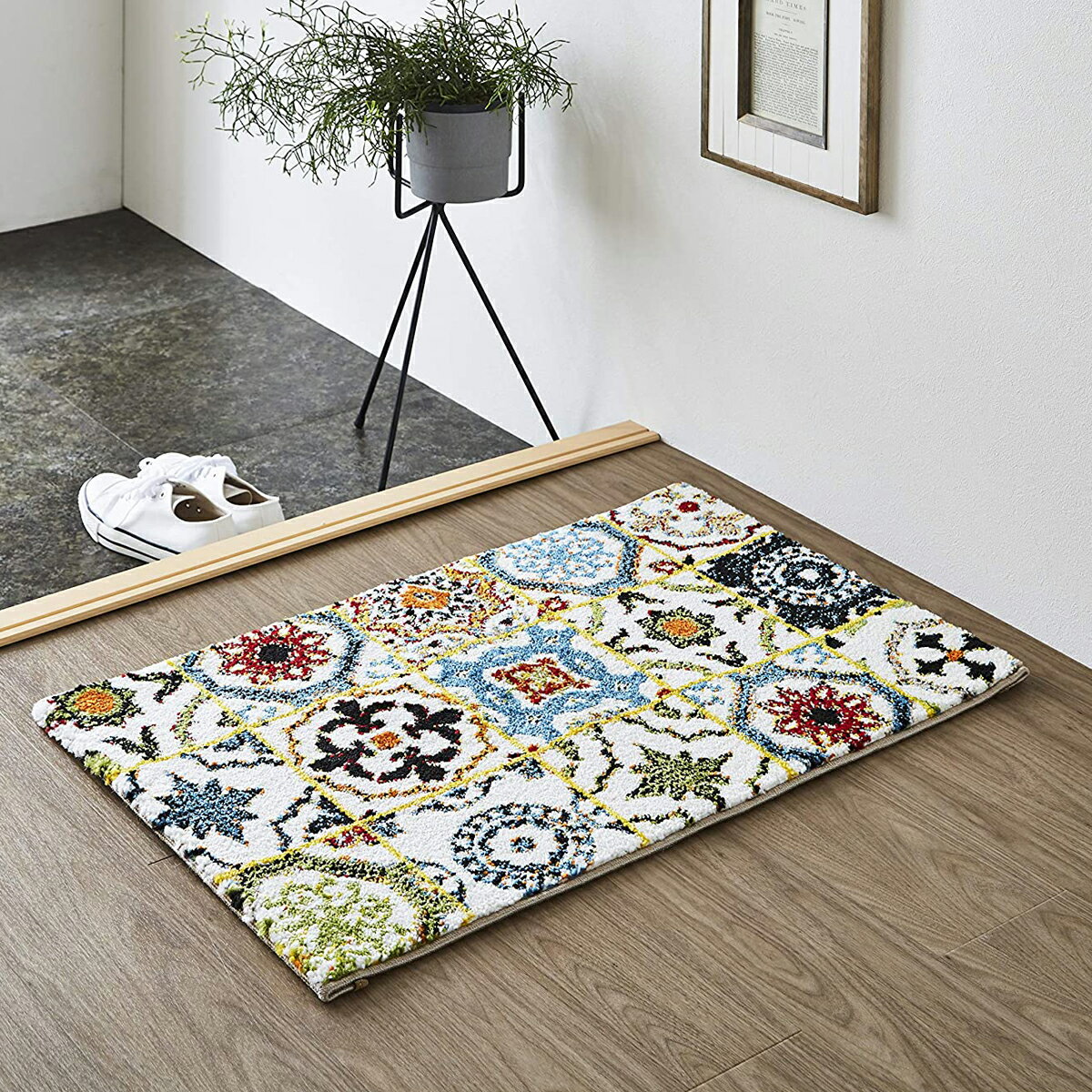 【I】【代引不可】イケヒコ 玄関マット ラグマット ダンテ アイボリー 約50×80cm ウィルトン織り #2045139【北海道・沖縄・離島不可】