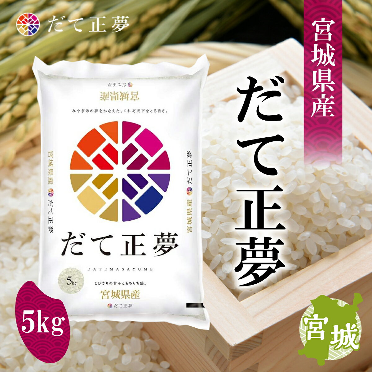 【在庫有・即納】 宮城県産 だて正夢 5kg 令和5年産 精米 みやぎ米 米 おにぎり お弁当 もちもち 甘い 単一原料米