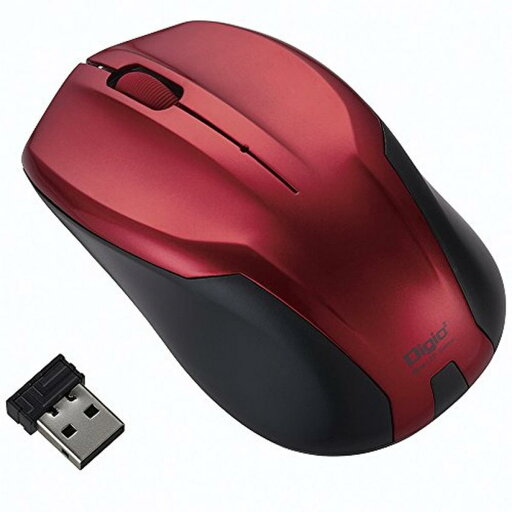 Digio2 マウス 無線 静音 3ボタン BlueLED レッド 48310 Digio2 マウス 無線 静音 3ボタン BlueLED レッド 48310