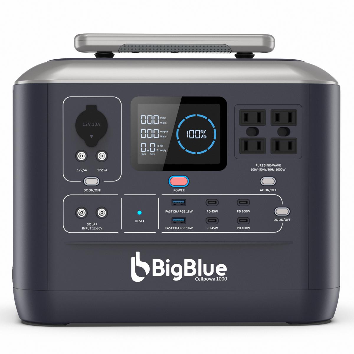 【10台限定】Bigblue リン酸鉄 ポータブル電源 Cellpowa1000 1075Wh 336000mAh 1000W CP1000 パススルー 非常用バッテリー 停電 家庭用 小型 コンパクト 軽量