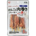 ガムを厚みのあるささみで巻いた、まるごと肉巻きジャーキーです。肉量たっぷり約4倍です。農林水産省より指定加熱処理施設として認定された工場で製造しています。温度、衛生管理などの指定基準をクリアした工場で生産を行い、品質にこだわったジャーキーです。小型犬～大型犬向。 ◆主要素材：鶏ささみ、牛皮、でん粉、食塩、グリセリン、プロピレングリコール、保存料（ソルビン酸K）、酸化防止剤（ビタミンC）、発色剤（亜硝酸Na） ◆成分：たんぱく質55.0%以上、脂質0.5%以上、粗繊維0.5%以下、灰分3.5%以下、水分26.0%以下 ◆エネルギー：100g当り304kcal ◆原産国:中国 【JAN：4967576350310】