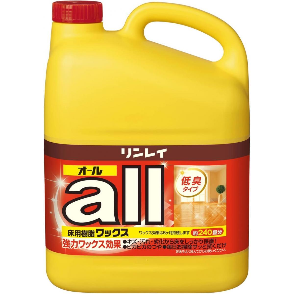 【まとめ買い 4個セット】 大容量 リンレイ オール 4L 業務用ワックス 樹脂ワックス 低臭 フローリング床 フロア 年末 掃除 大掃除 ピカピカ 床保護 キズ 汚れ
