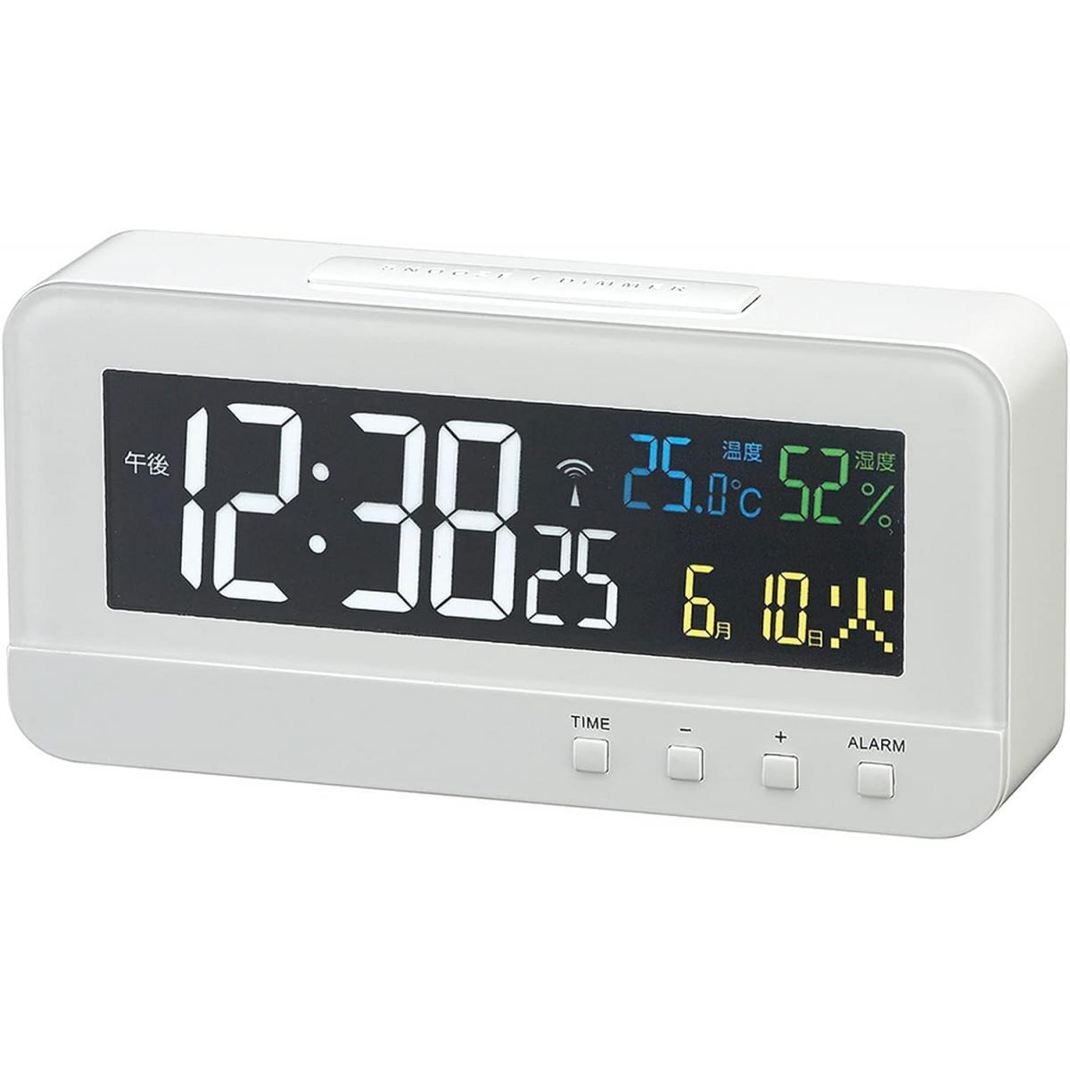 MAG 置き時計 ホワイト 電波 デジタル カラーハーブ 温度 湿度 日付 曜日表示 T-684WH AC電源 置時計 電波時計 マグ
