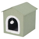 不二貿易 ペットハウス 三角屋根 Sサイズ GR グリーン RU0328-1 犬用 猫用 ペットベッド ペットソファ ペット家具 インテリア