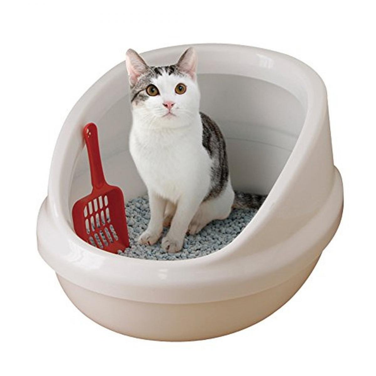 アイリスオーヤマ ネコのトイレ ハーフカバー しろ P-NE-500-H　猫用 トイレ本体 小型猫用 スコップ付き 1