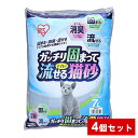 【まとめ買い】アイリスオーヤマ ガッチリ固まってトイレに流せる猫砂 7L×4袋セット　GTN-7L 猫用 トイレ 木系 消臭