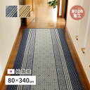 【I】 萩原 国産い草廊下敷き(裏貼り) エルモード 81830261 ブルー 80×340cm 袋織 滑り止め加工付(3)