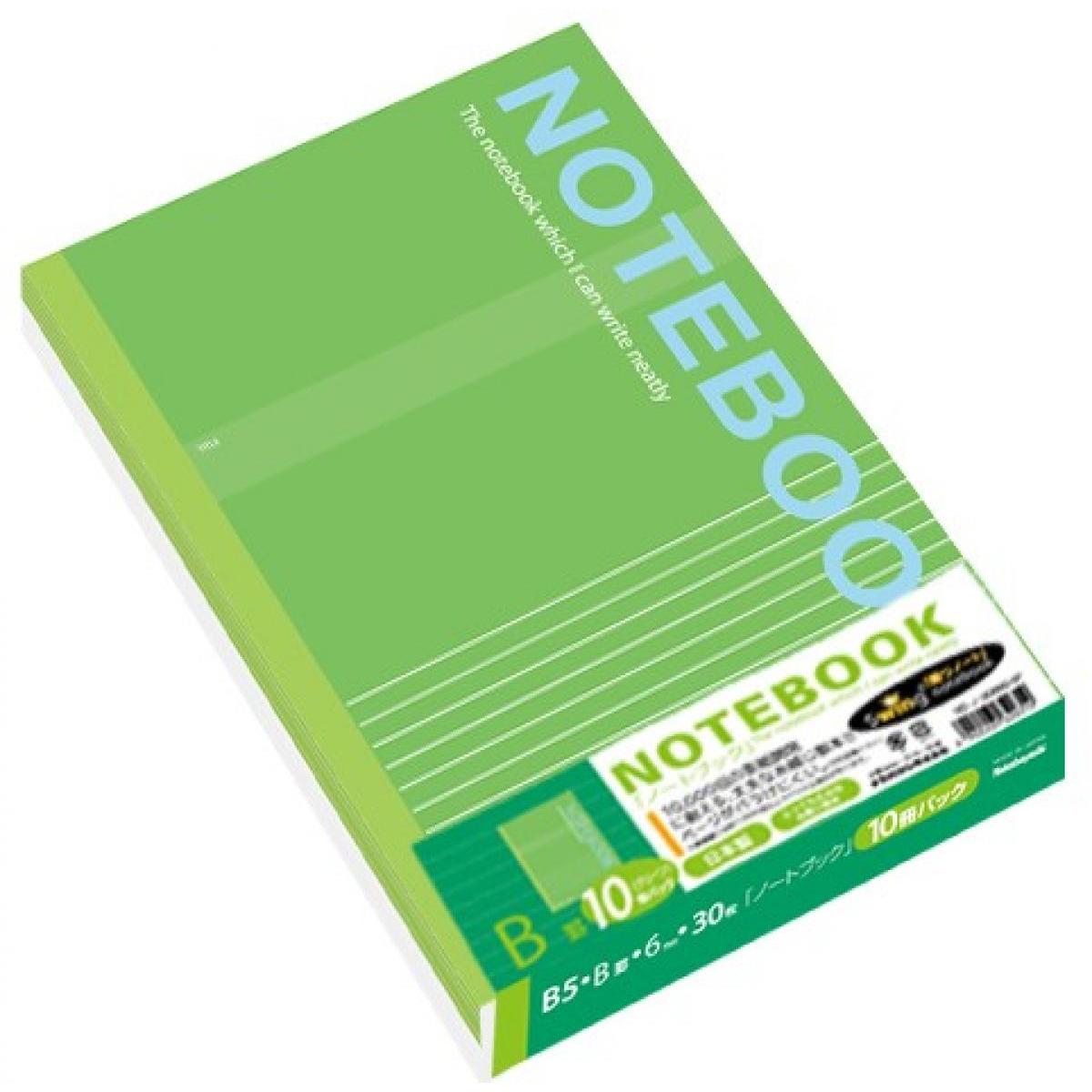 ナカバヤシ スイング・実用ノート B5 B罫 グリーン 30枚 10冊パック SD-ノ-306B-10PG 一般横罫 丈夫な糸綴じ製本