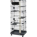 アイリスオーヤマ キャットランドケージ スリム PCLC-703 ダークグレー 3段 猫用 スリムタイプ キャスター付 ハンモック付