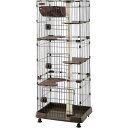 アイリスオーヤマ キャットランドケージ スリム PCLC-703 ダークブラウン 3段 猫用 スリムタイプ キャスター付 ハンモック付