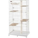アイリスオーヤマ キャットランドケージ ワイド PCLC-903 オフホワイト 3段 猫用 スリムタイプ キャスター付 ハンモック付 【お客様組立】