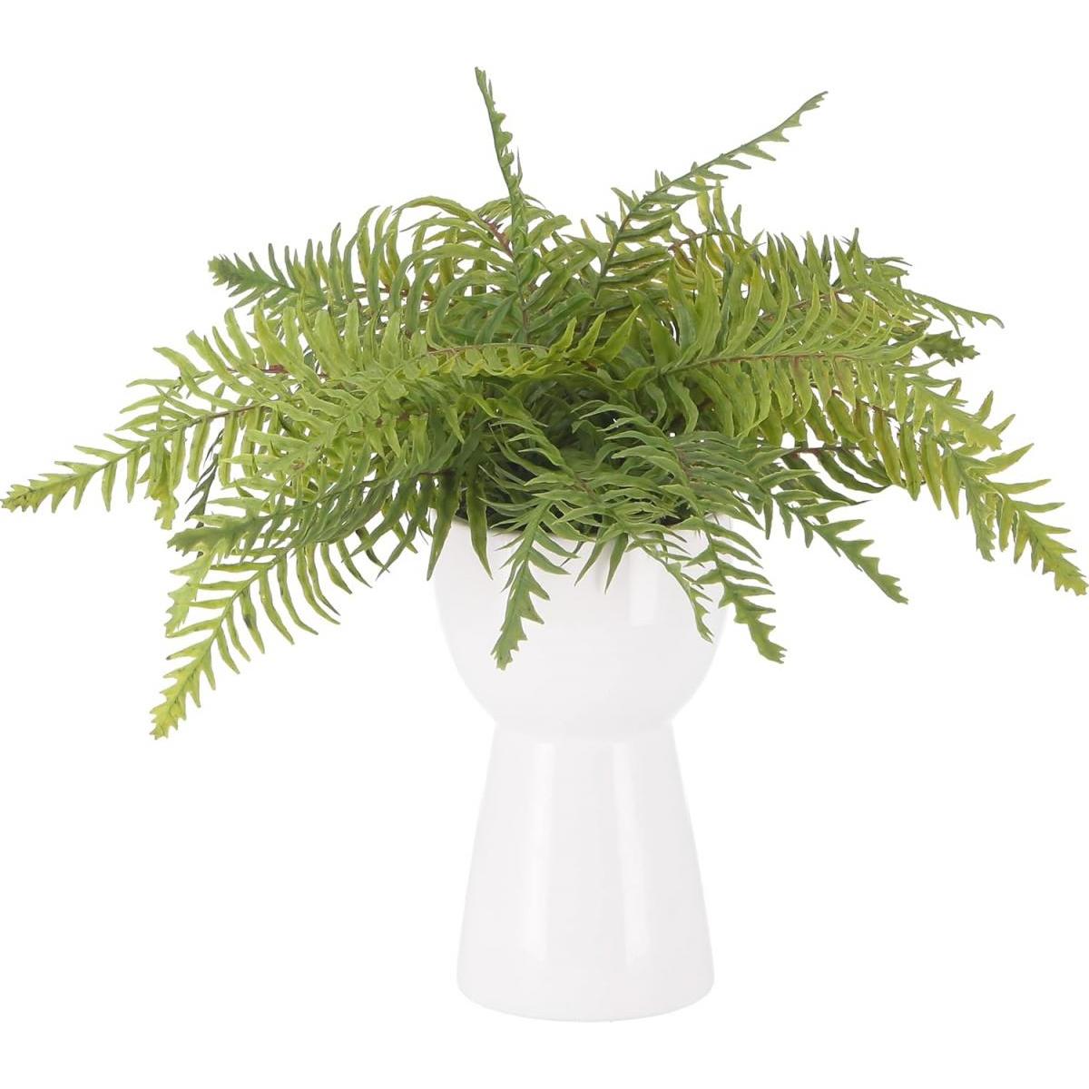 【I】不二貿易 フェイクグリーン シダ 卓上 セラミックポット ミニ インテリアグリーン 人工観葉植物 小型 41131