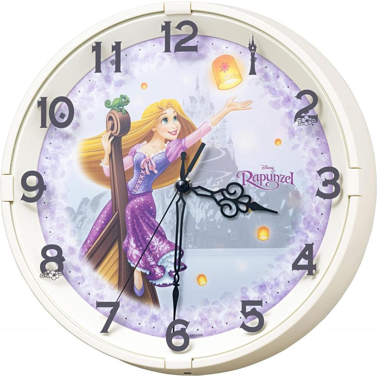 【在庫限り・即納】リズム(RHYTHM) 掛時計 ラプンツェル 8MG817MC10　?Disney ディズニー 塔の上のラプンツェル 暗所自動点灯のサムネイル