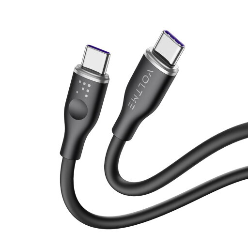 VOLTME ボルトミー 充電ケーブル USB-C&USB-C 1m PD 対応 ブラック 5A・100W データ転送 急速充電 シリコンケーブル CtoC C2141 VOLTME ボルトミー 充電ケーブル USB-C&USB-C 1m PD 対応 ブラック 5A・100W データ転送 急速充電 シリコンケーブル CtoC C2141