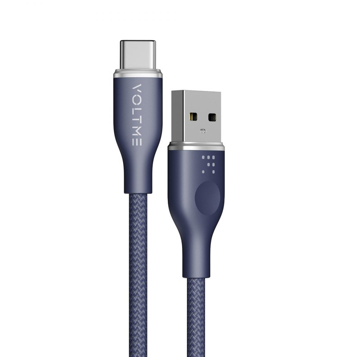 VOLTME ボルトミー 充電器 QC3.0対応 データ転送 充電 USB-A&USB-C 60W 1m ブルー C2151 ナイロン 耐久編み込み