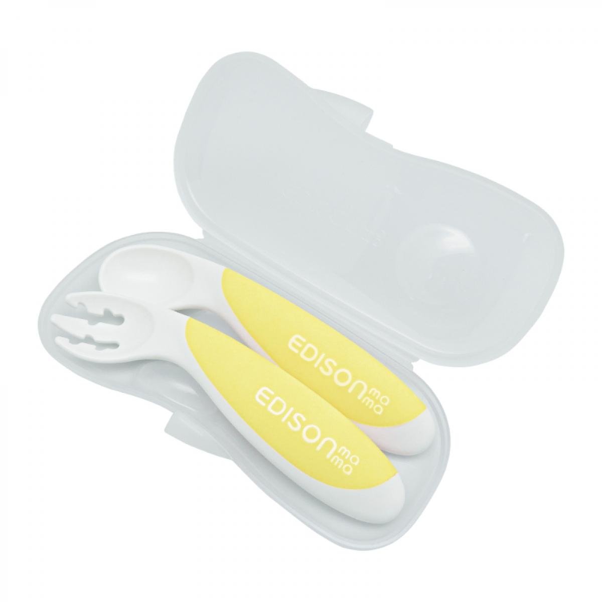 エジソンママ フォーク&スプーンBaby レモンシャーベット 右手用 ケース付き レモン 9ヶ月ごろ～ KJ280..