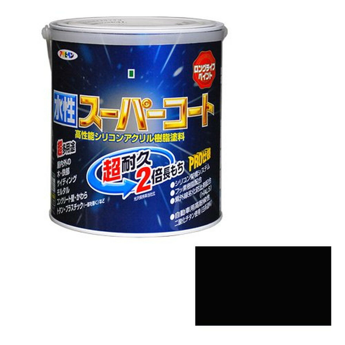 アサヒペン 水性スーパーコート ツヤ消し黒 1.6L