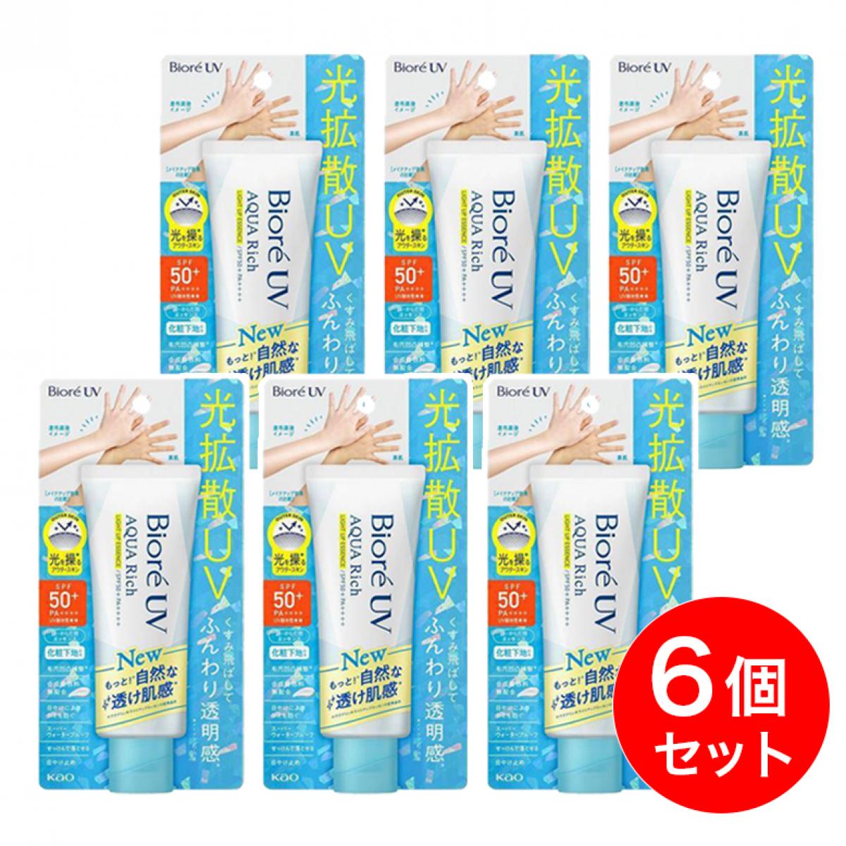 【まとめ買い】花王 ビオレ UV アクアリッチ ライトアップエッセンス 70g×6個セット 日焼け止め SPF50+ PA++++ 顔 からだ 化粧下地