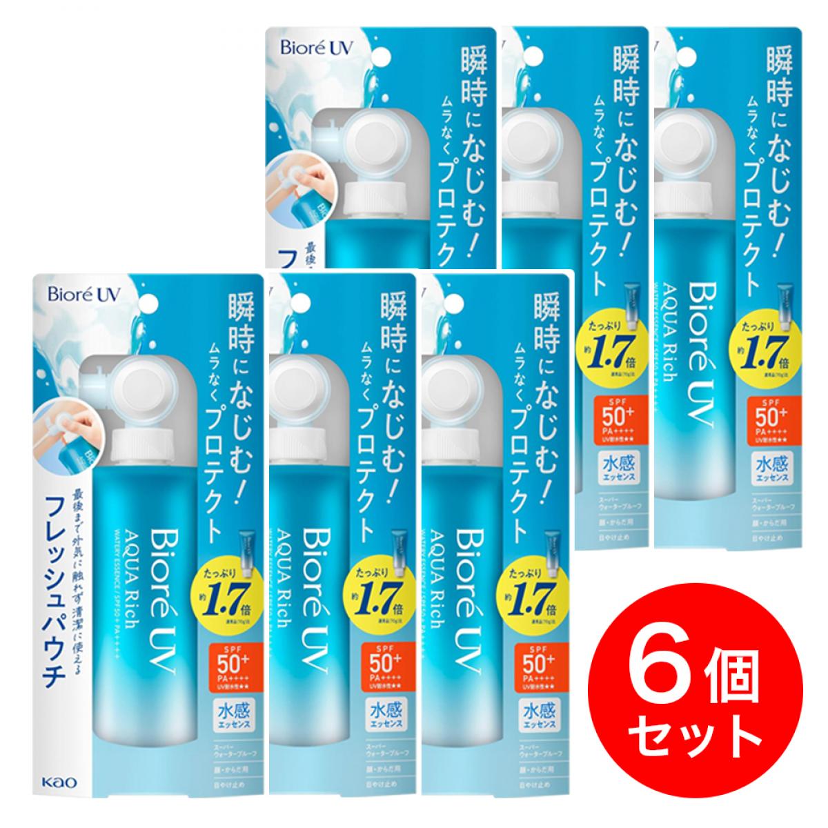 【まとめ買い】花王 ビオレ UV アクアリッチ ウォータリーエッセンス 120g×6個セット 日焼け止め SPF50+ PA++++ スーパーウォータープルーフ