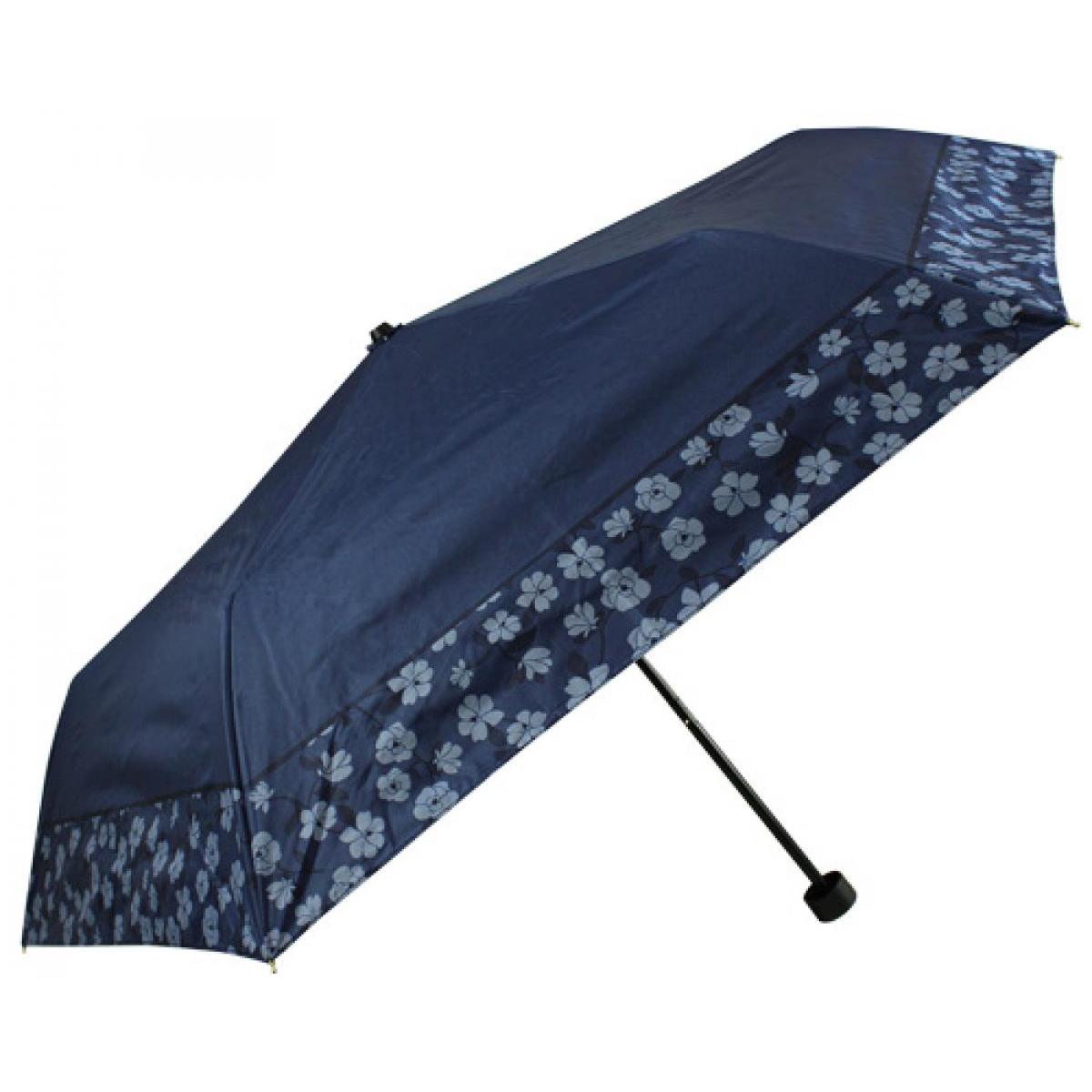 アテイン 晴雨兼用ミニ すそフラワー ネイビー 6693NV 50cm 傘 日傘 雨傘 折り畳み傘