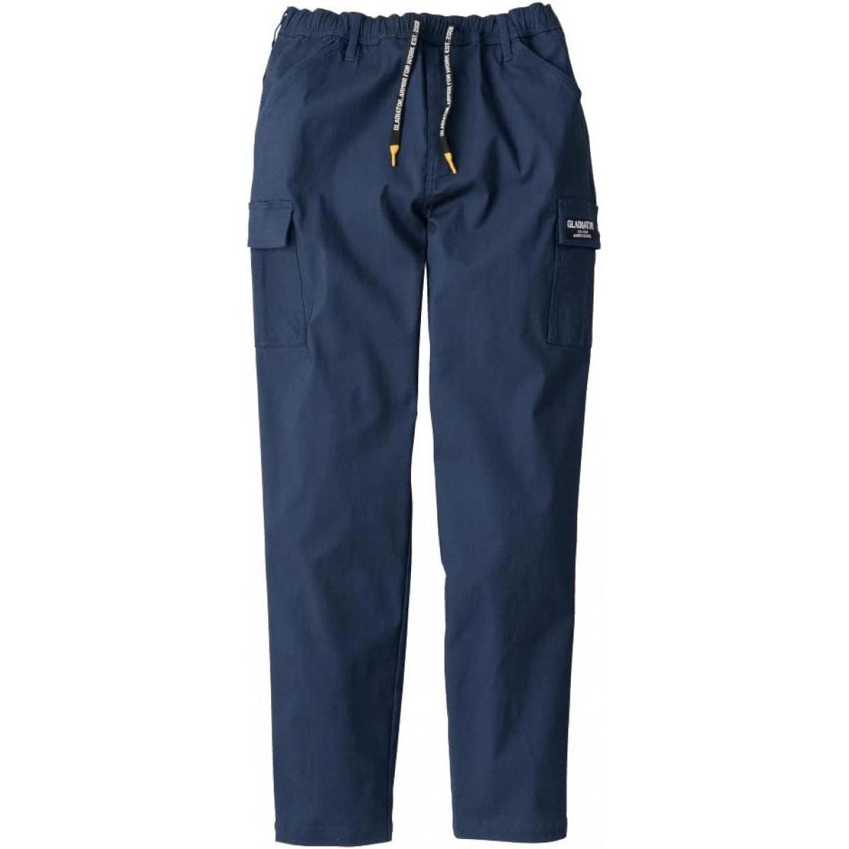 コーコス ストレッチライトカーゴパンツ G-2005 L インディゴ カラビナループ付 カーゴパンツ パンツ ストレッチ ウエストゴム 作業ズボン