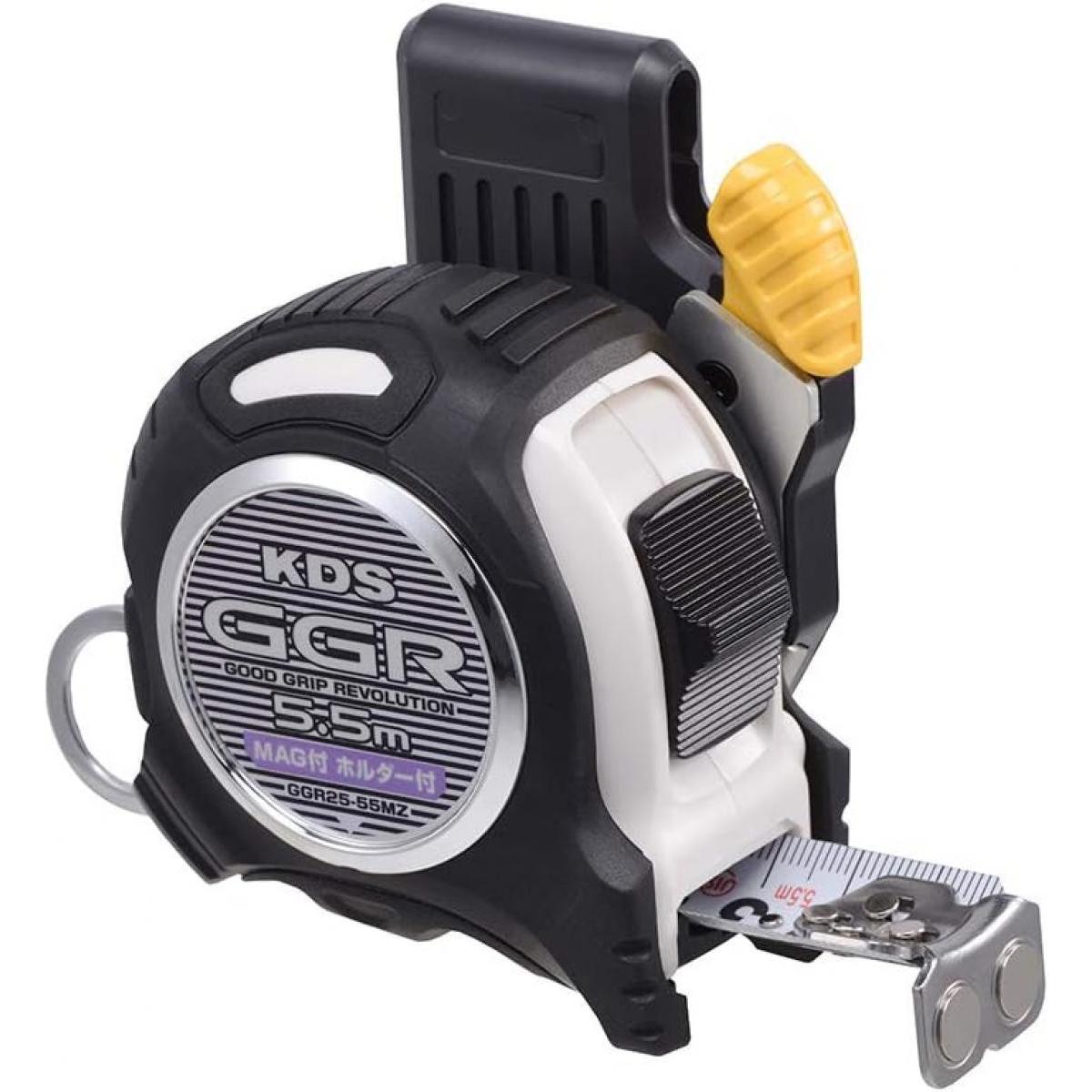 KDS GGR25 5.5MマグH コンベックス GGR25-55MZ 高耐久ナイロンコートテープ 高強度マグネット付厚爪 右側用メタルホルダー付