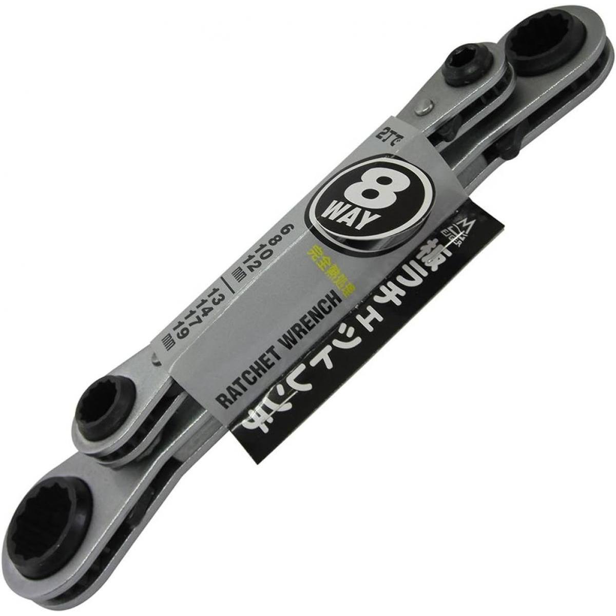 アイガーツール EIGER TOOL 8WAY板ラチェットレンチ 6×8×10×12×13×14×17×19 F-4 薄い 狭い場所の作業