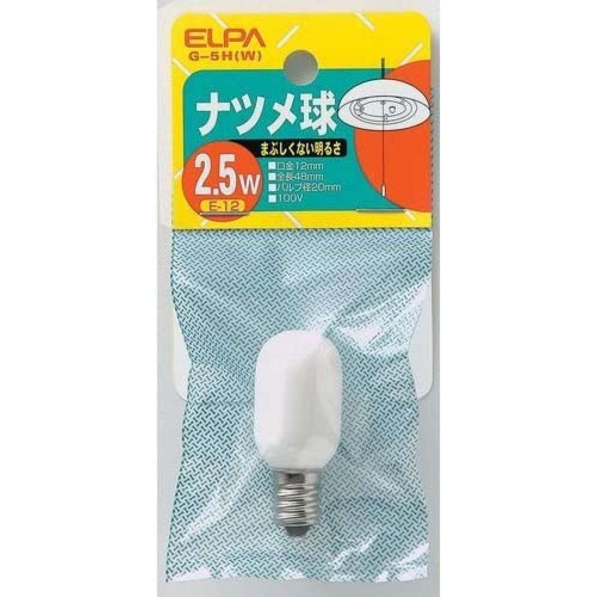 ELPA ナツメ球 2.5W 口金E12 ホワイト G-5H(W)