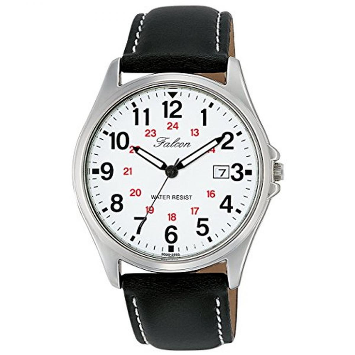 [シチズン キューアンドキュー]CITIZEN Q&Q 腕時計 Falcon ファルコン アナログ 革ベルト 日付 表示 ホワイト D026-304 メンズ