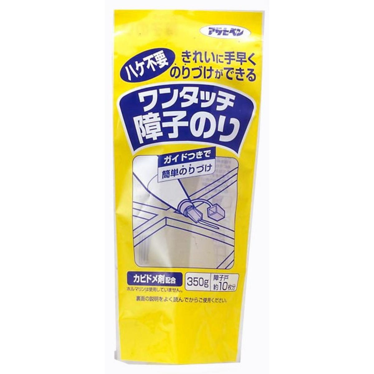 アサヒペン ワンタッチ障子のり 350g　ガイド付き ハケ不要 防カビ カビドメ入り 年末大掃除 貼り替え