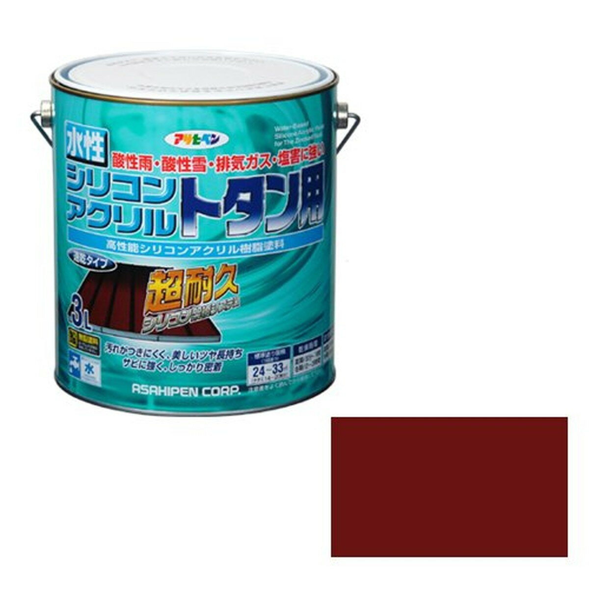 アサヒペン 水性シリコンアクリルトタン用 赤さび 3L 1