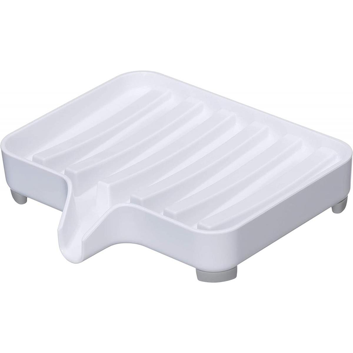 山崎実業(Yamazaki) 水が流れるソープトレー ミスト ホワイト 石鹸置き 清潔 便利 キッチン 3249