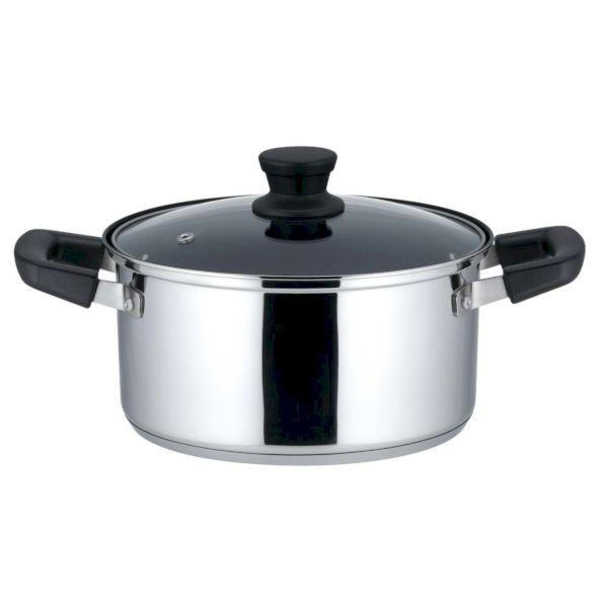 リンピオ 両手鍋 20cm ガラス蓋付 オール熱源対応 ステンレス3層底 ふっ素樹脂加工 IH ミラー仕上げ NQ-0042 ベストコ