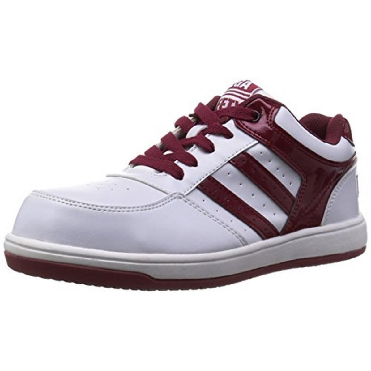 [キタ] メガセーフティ 安全靴 ローカットセーフティスニーカー 紐タイプ MK-7790 ホワイト/ワイン(ホワイト/ワイン/26.0)