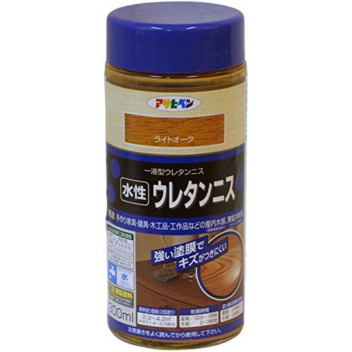 アサヒペン(Asahipen) 水性ウレタンニス 300mL ライトオーク 屋内用 ツヤあり 半透明