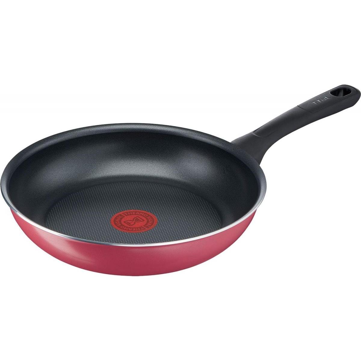 樂天商城 - T-fal(ティファール) フライパン 24cm クランベリーレッド B55904 ガス火専用　チタンコーティング 軽い