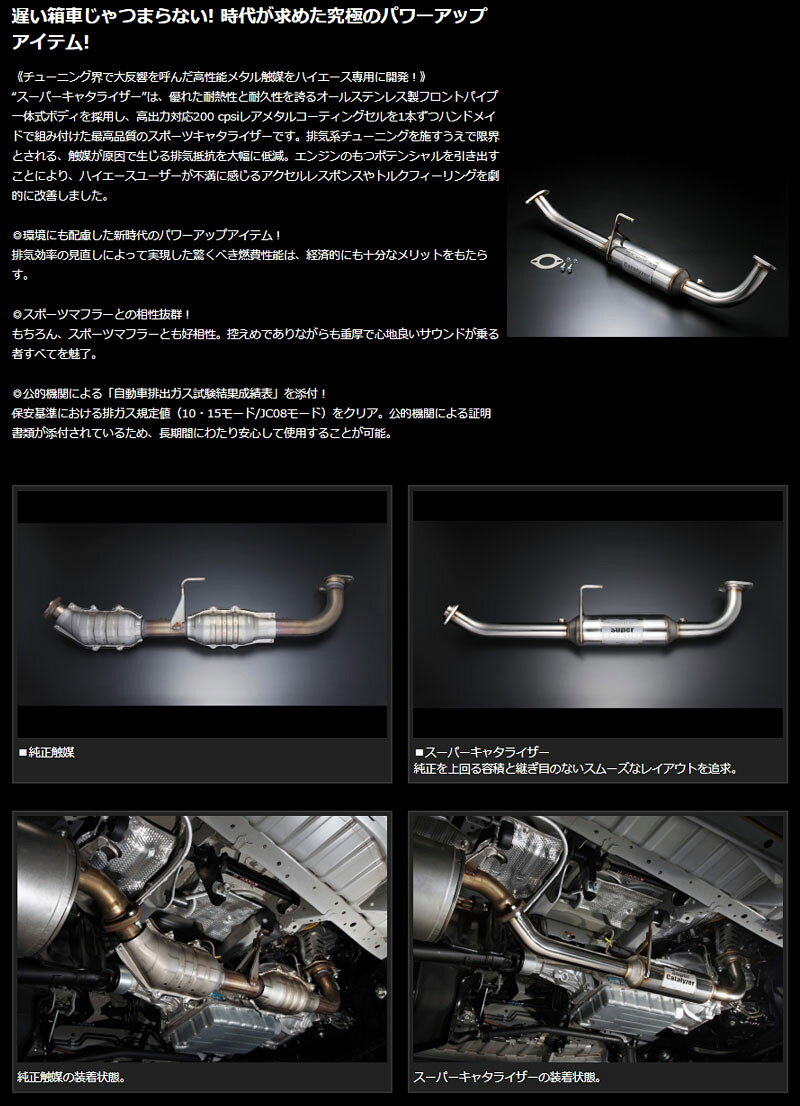 ハイエース 触媒 TRH200系 ワイドボディ ガソリン車 2010.08〜 スーパーキャタライ...